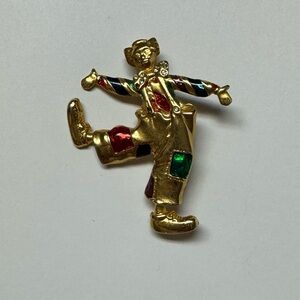 Colorful Vintage Clown Brooch